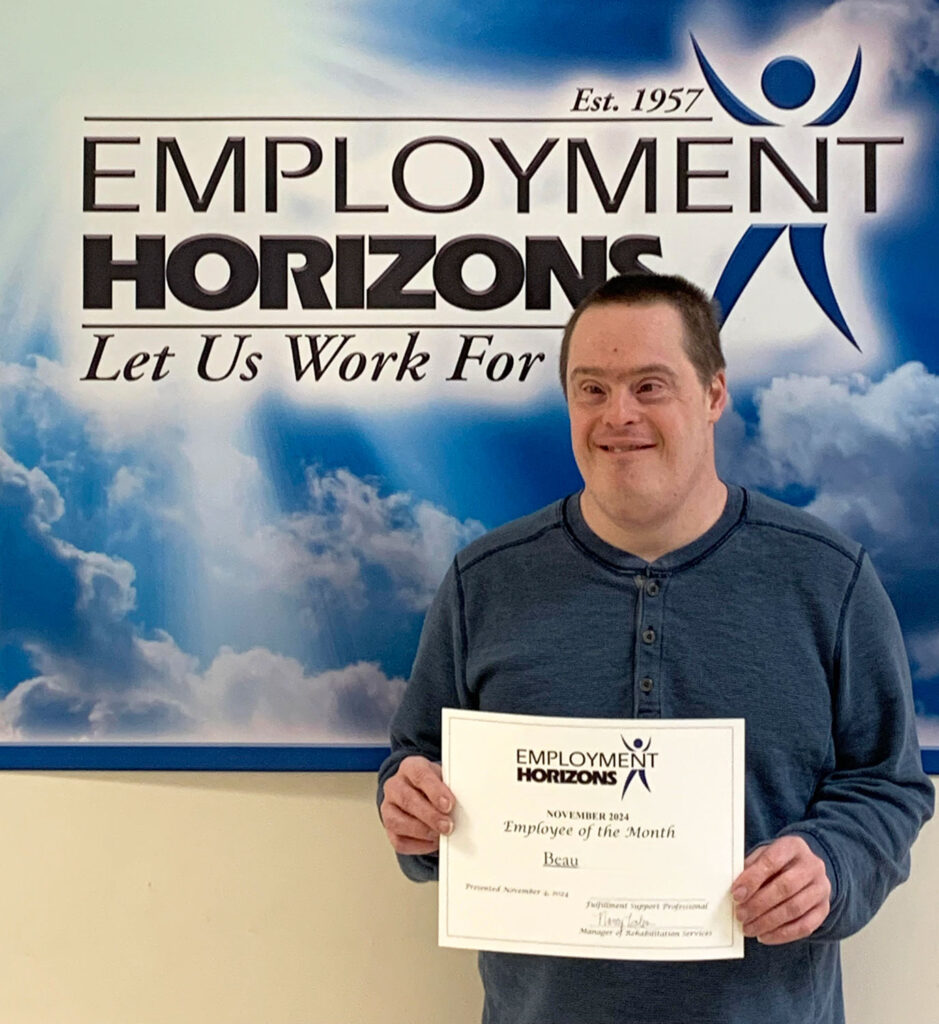 Beau is the employee of the month at Employment Horizons in Cedar Knolls, NJ